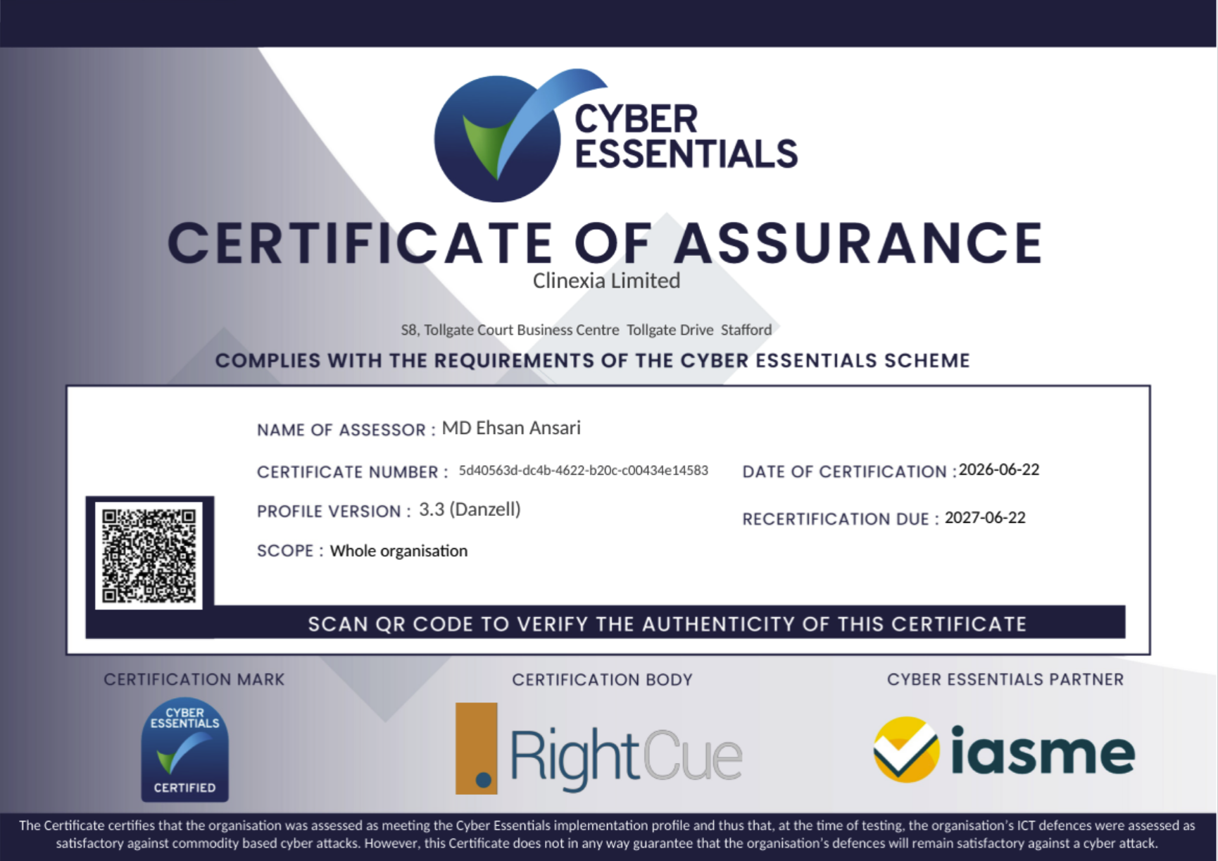 Cyber Essentials Certificate